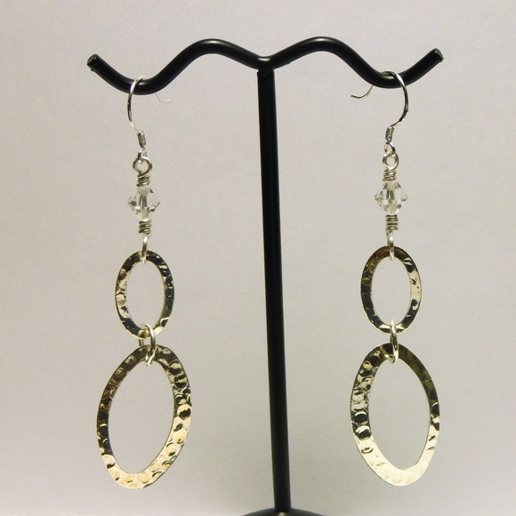 Princess Gems Jewelry - Hammered Silver Chain Earrings